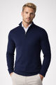 Men's half-zip sweater with mock neck and ribbed trims