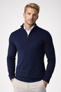Men's half-zip sweater with mock neck and ribbed trims