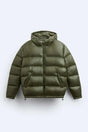 Hooded quilted puffer jacket with zipper and side pockets