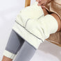 Women's full-length fleece leggings with high-rise waistband and contrasting lining