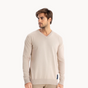 Men's long-sleeve V-neck sweater with ribbed trim