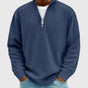 Men's ribbed quarter-zip mock neck sweater with long sleeves
