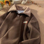 Men's ribbed polo jumper with contrasting fleece collar and long sleeves