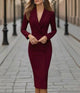 Women's double-breasted blazer midi dress with long sleeves