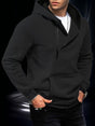 Men's hooded sweatshirt with diagonal zipper and kangaroo pocket