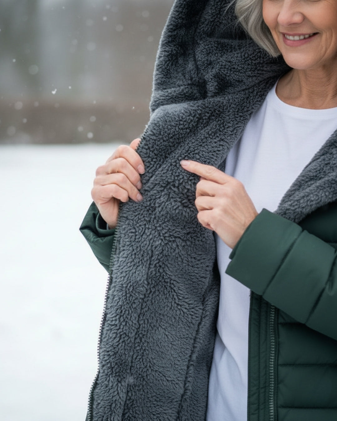 Women's long quilted puffer coat with hood and full front zipper