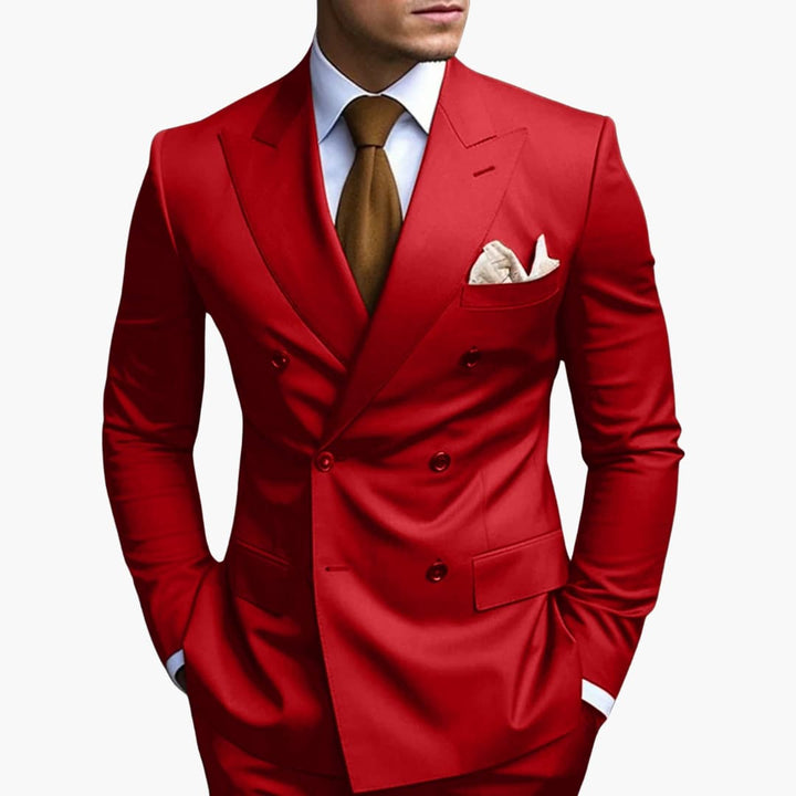 Men's Double-Breasted Suit Set – Tailored Notched-Lapel Blazer & Trousers for Weddings & Business 13