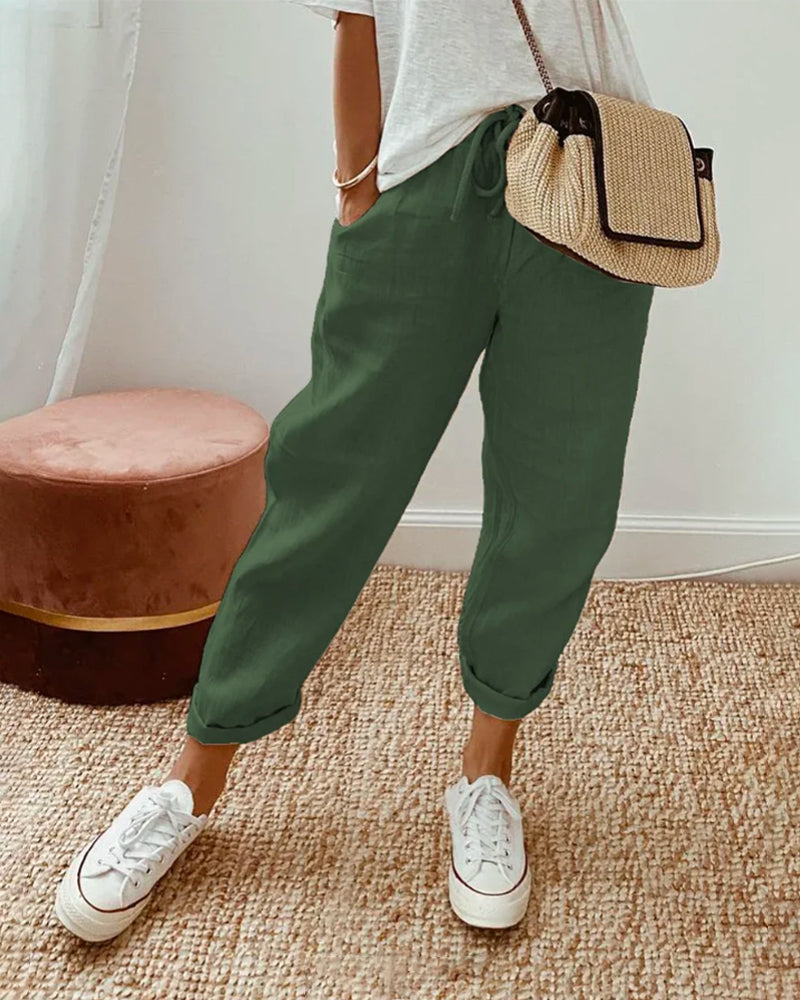 Louisa Linen Look Drawstring Trousers