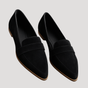 Women's penny loafers with almond toes, low heels and vamp straps