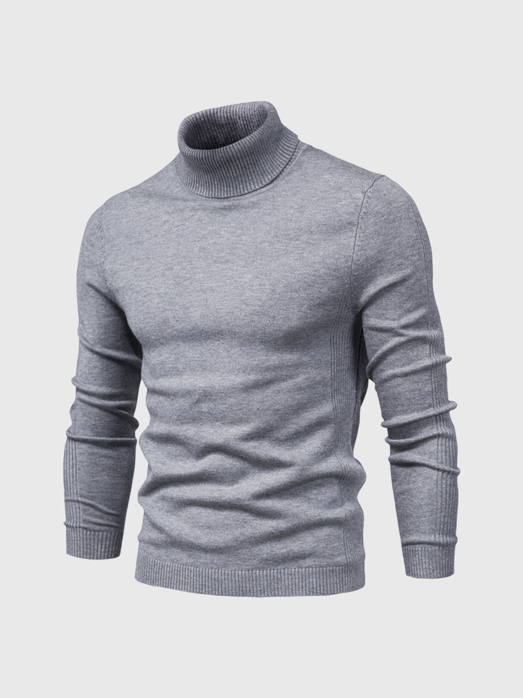 Men's long-sleeve ribbed turtleneck sweater