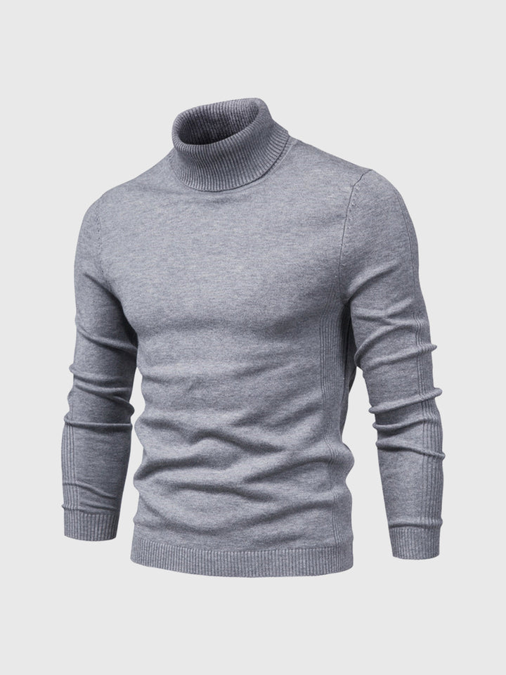 Men's long-sleeve ribbed turtleneck sweater