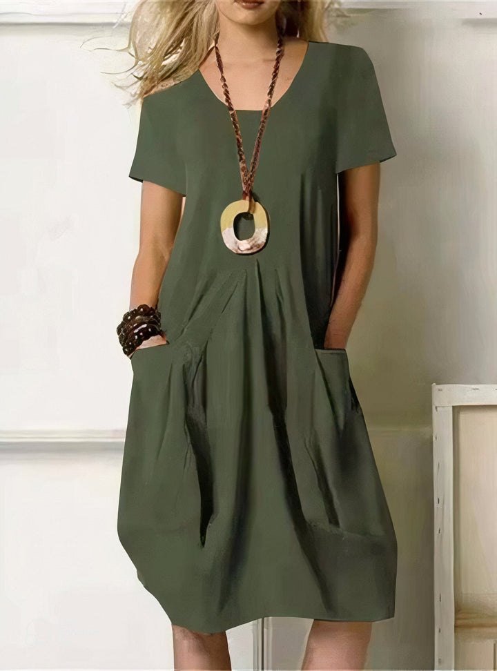 Women's Flowing Midi Dress — Lightweight Relaxed Everyday Summer Dress