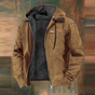 Men's hooded zip jacket with long sleeves and multiple pockets