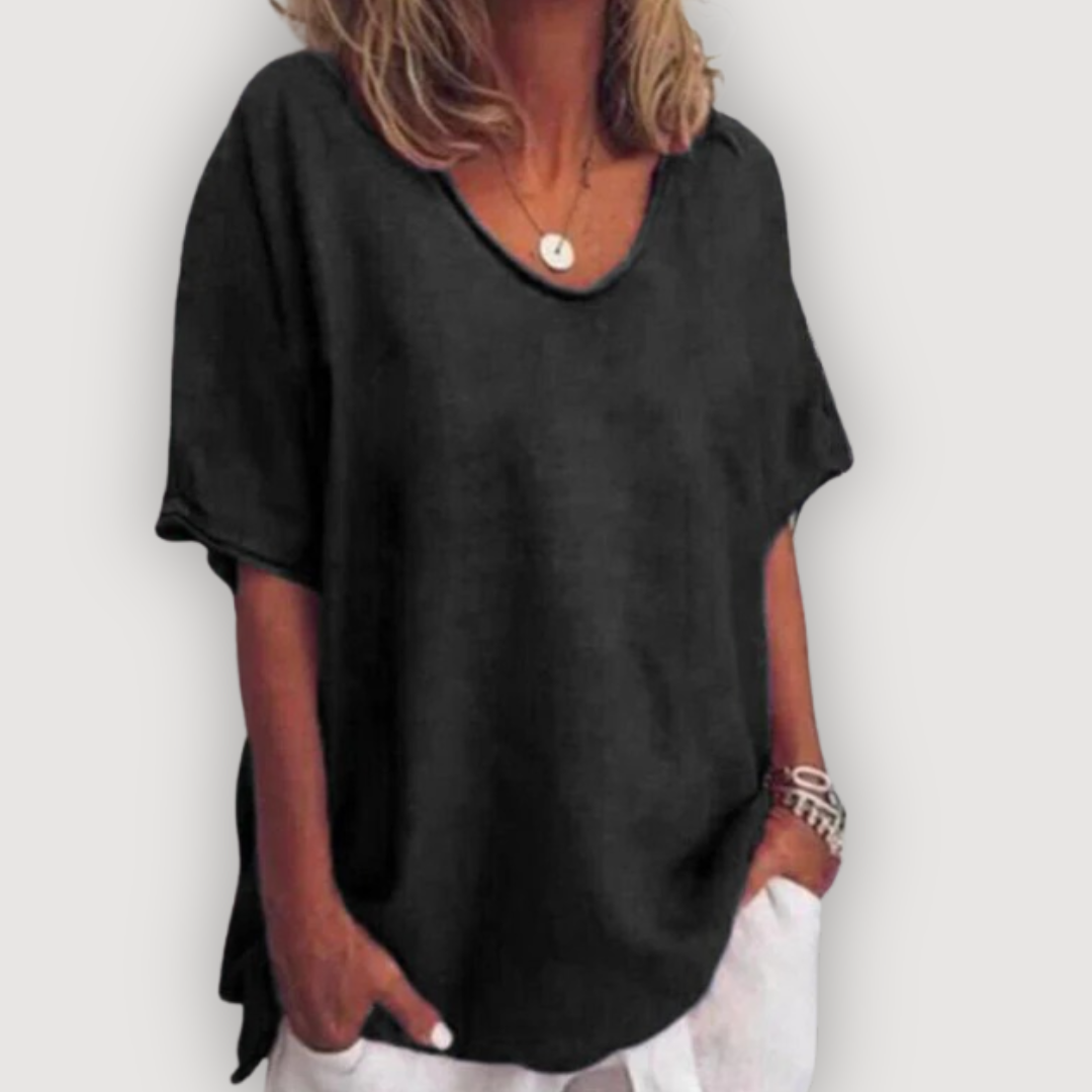 Women's Relaxed Scoop-Neck T-Shirt — Loose Soft Lightweight Summer Tee