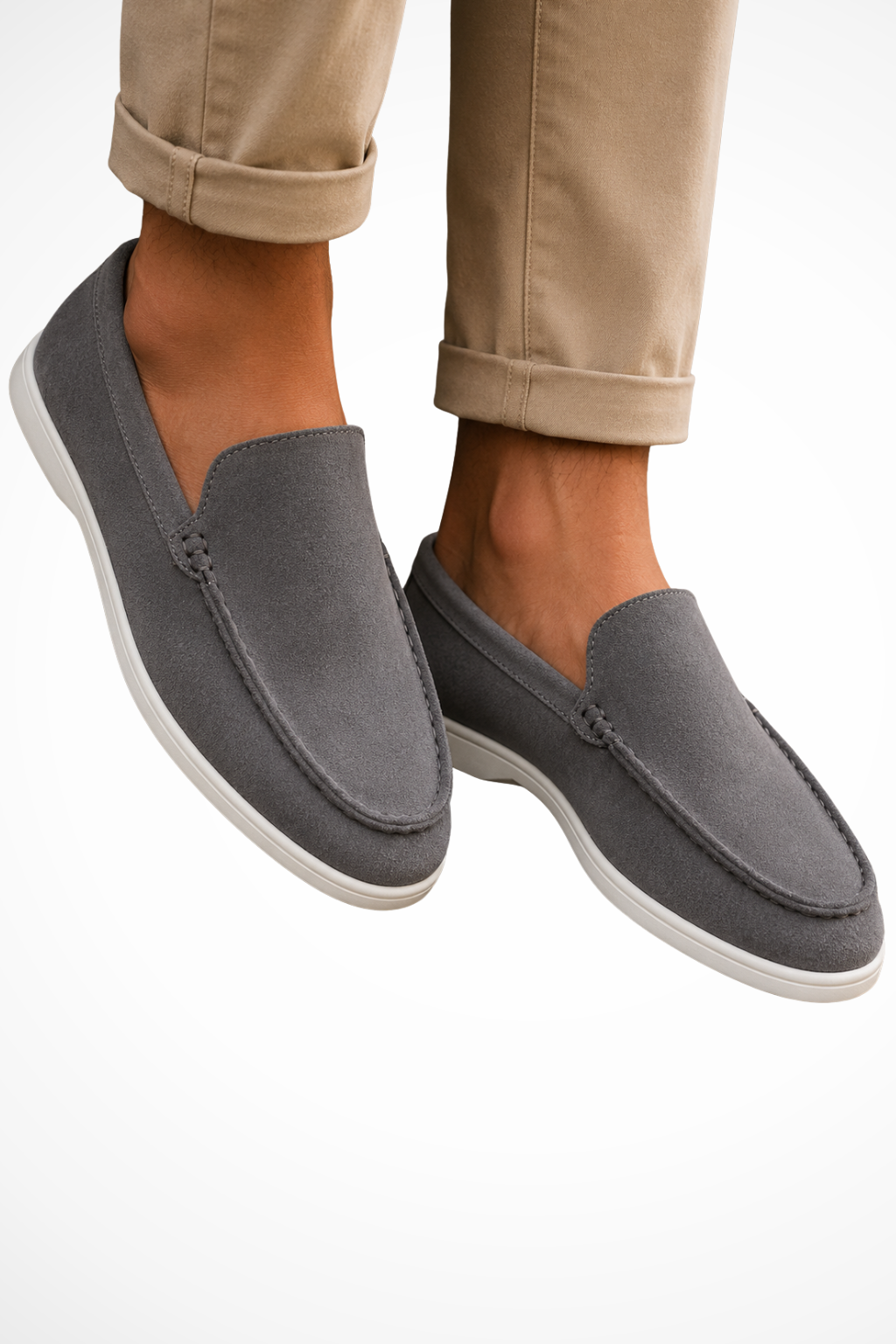 Men's slip-on loafers with moc toe stitching and low profile soles