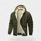 Men's hooded zip cardigan with contrasting sherpa-style lining