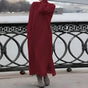 Women's long sleeve high neck maxi dress with side pockets and ankle-length hem