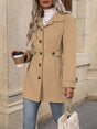 Women's belted trench coat with lapel collar and long sleeves