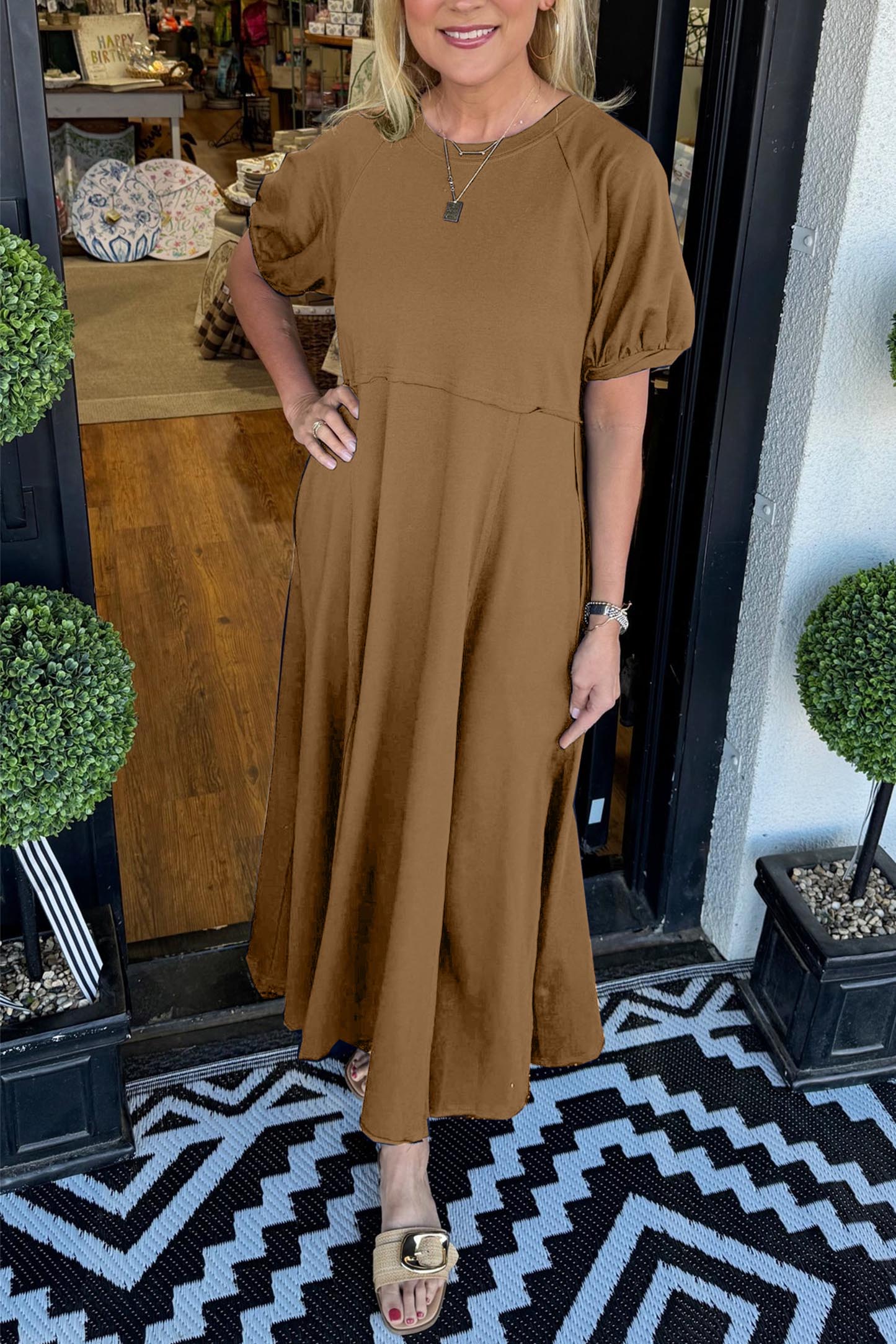 Alessia - Puff Sleeve Maxi Dress
