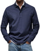 Men's long sleeve polo sweater with collar and button placket