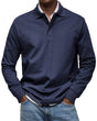 Men's long sleeve polo sweater with collar and button placket