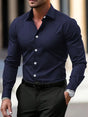 Men's slim fit long sleeve shirt with pointed collar and button front