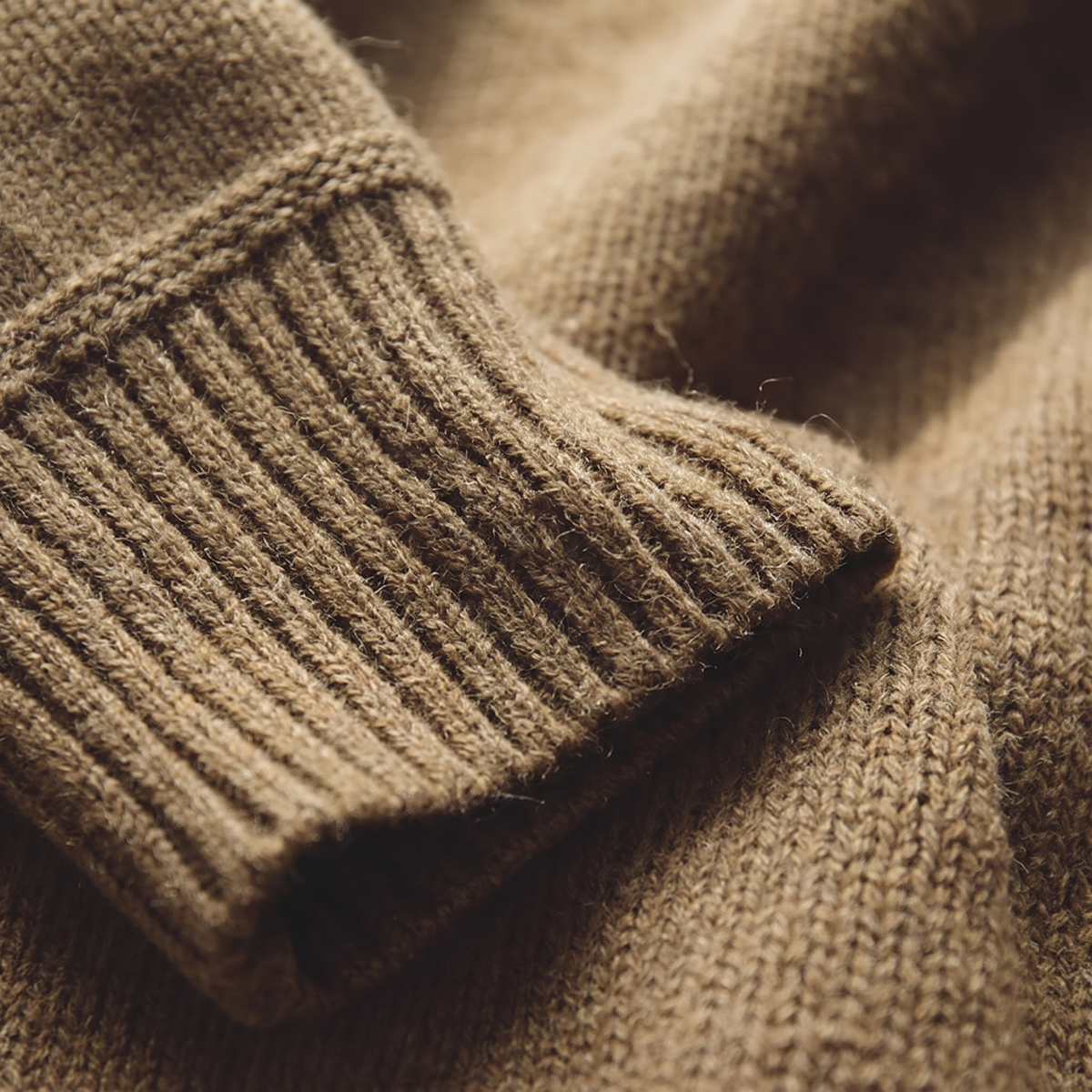 Textured crew neck knit sweater with contrasting elbow patches