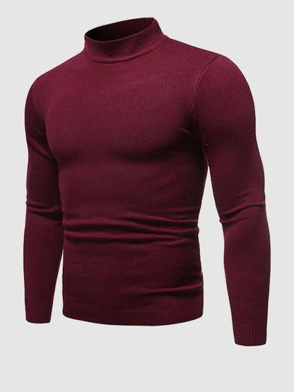 Men's slim fit long-sleeve turtleneck sweater with ribbed trims