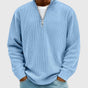 Men's ribbed quarter-zip mock neck sweater with long sleeves