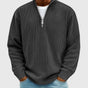 Men's ribbed quarter-zip mock neck sweater with long sleeves
