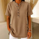 Women's Lightweight Denim Tunic — V-Neck Short-Sleeve Button Top