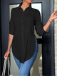Women's Button-Up Blouse — Lapel Collar Long Sleeve Office Blouse
