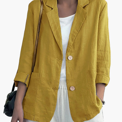 Women's casual blazer with notched lapels and patch pockets