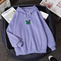 Women's hooded sweatshirt with butterfly chest print