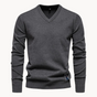Men's long-sleeve V-neck sweater with ribbed trim