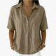 Women's oversized shirt blouse with classic collar and short sleeves