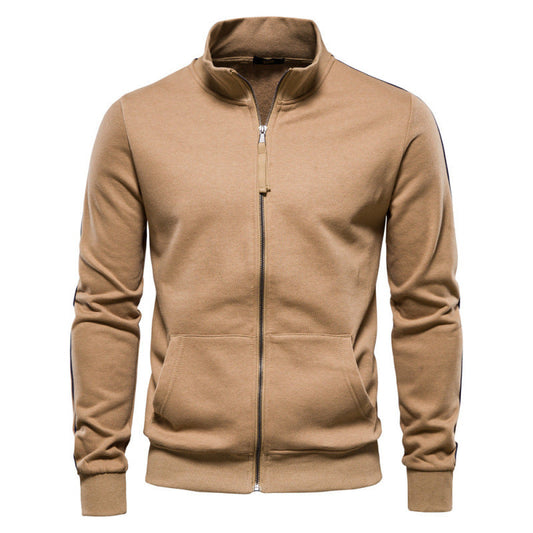 Men's high-neck zip sweatshirt with long sleeves and front pouch pockets