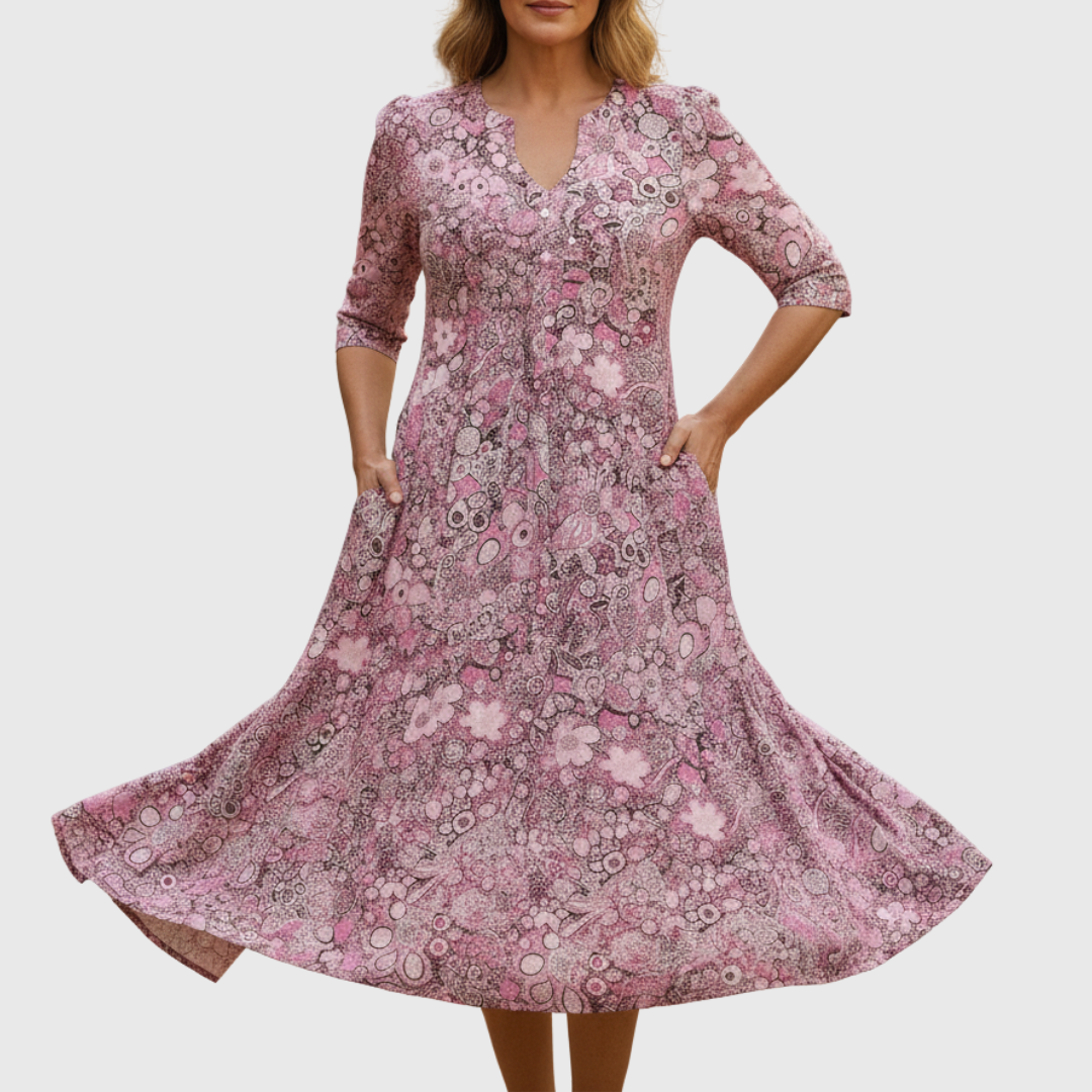 Antonia - Elegant V-Neck Midi Dress