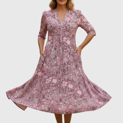 Antonia - Elegant V-Neck Midi Dress