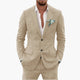 Men's Linen Suit Set – Two-Piece Button Blazer & Trousers Summer Holiday Suit 16