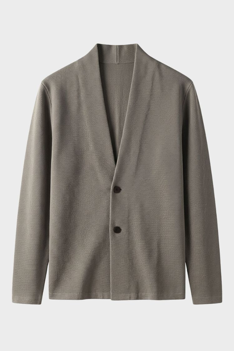 Men's textured cardigan with shawl collar and button front