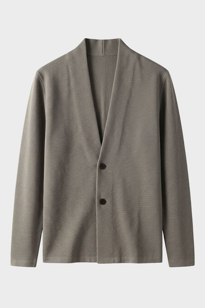 Men's textured cardigan with shawl collar and button front