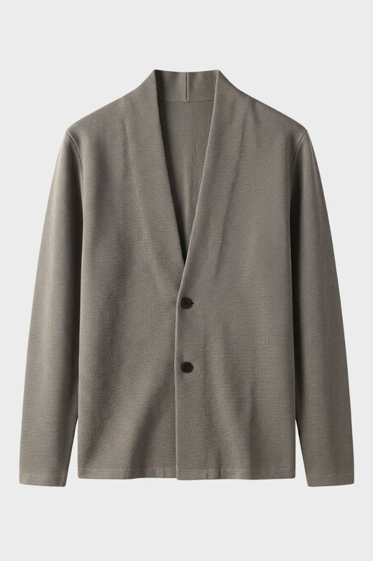 Men's textured cardigan with shawl collar and button front