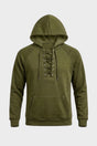 Men's hooded sweatshirt with lace-up front, long sleeves and kangaroo pocket