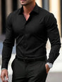 Men's slim fit long sleeve shirt with pointed collar and button front