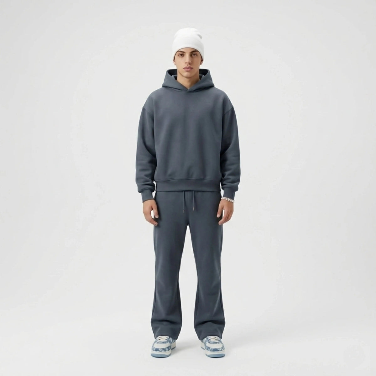 Men's hooded hoodie and full-length jogger set