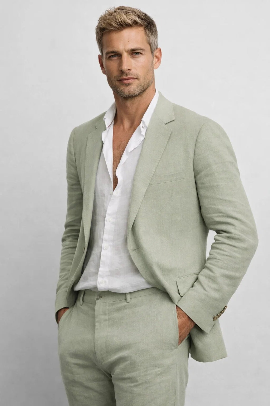 Men's Two Piece Suit, Notch Lapel Blazer and Pants, Slim Fit