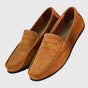 Classic slip-on loafers with penny strap and moc-toe stitching