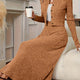 Women's ribbed cardigan and maxi skirt set with button front