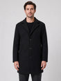 Men's single-breasted longline overcoat with notched lapels and button front